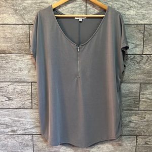 Green Envelope Womens Zip Blouse, Size 1X Gray